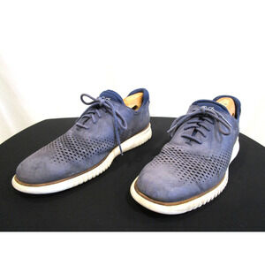 Cole Haan 2.0 Grand Blue Laser Cut NuBuck Leather Oxford Sneakers Men 10.5 M